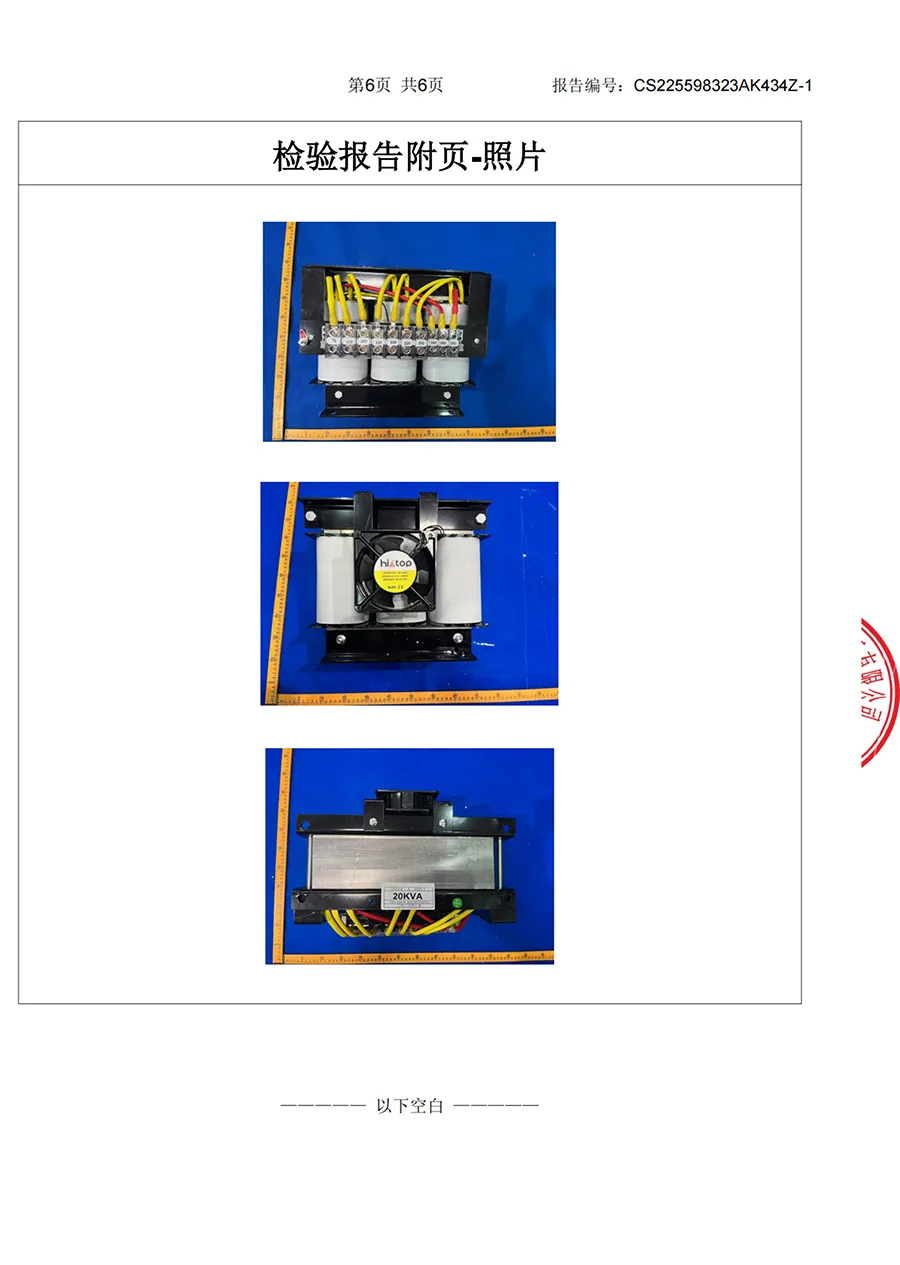 自耦干式变压器检测报告